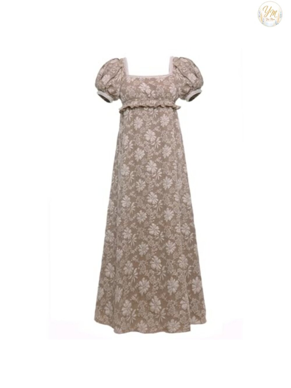 Regency Victorian Puff Sleeve Long Ball Gown Dress Costume